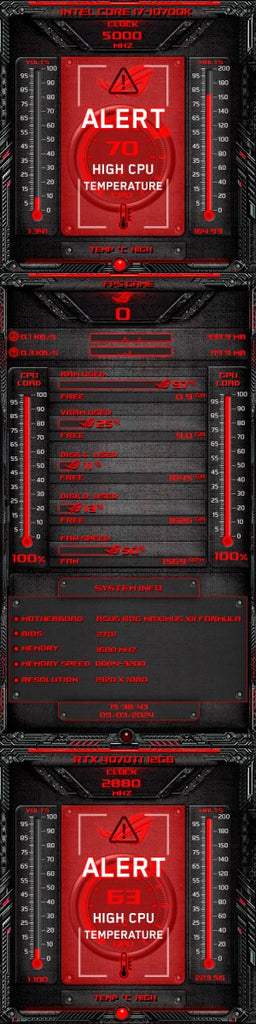 AIDA64 Skin Asug Rog Gamer HUD 480x1920 - AIDA Skins