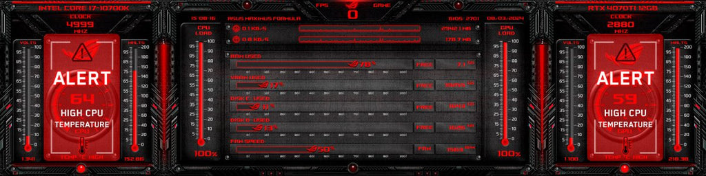 AIDA64 Skin Asus Rog Gamer HUD 1920x480 - AIDA Skins