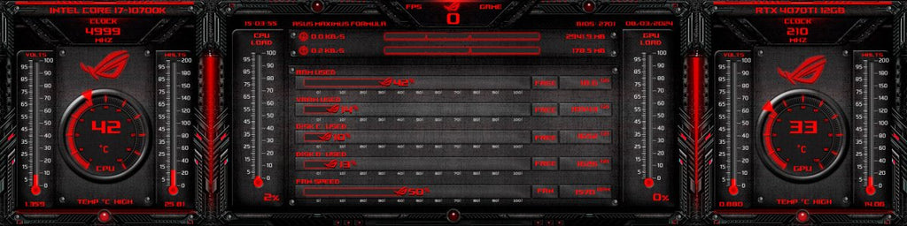 AIDA64 Skin Asus Rog Gamer HUD 1920x480 - AIDA Skins