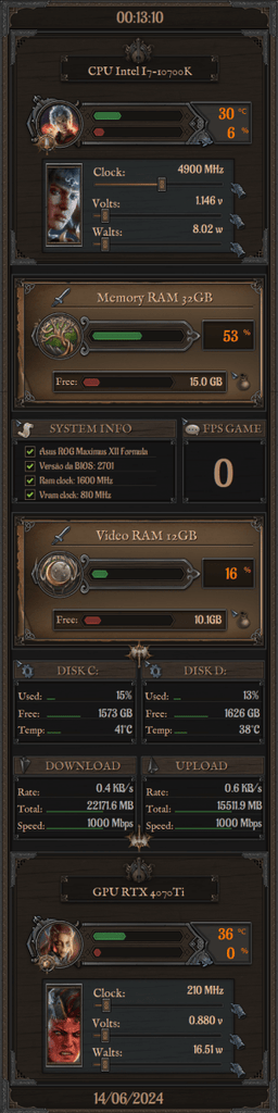 AIDA64 Skin Baldurs Gate HUD 480x1920 - AIDA Skins