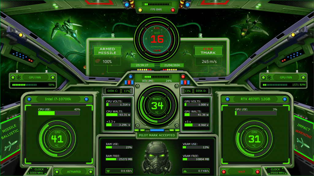 AIDA64 Skin Commander HUD 1920x1080 - AIDA Skins