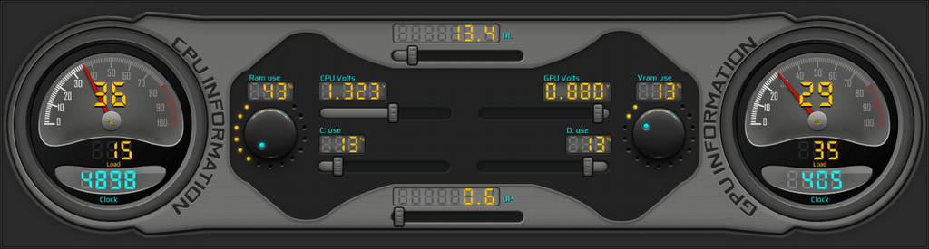 AIDA64 Skin Dual Temp Monitor HUD 1920x515 - AIDA Skins
