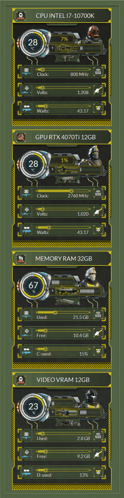 AIDA64 Skin Helldivers HUD 480x1920 - AIDA Skins