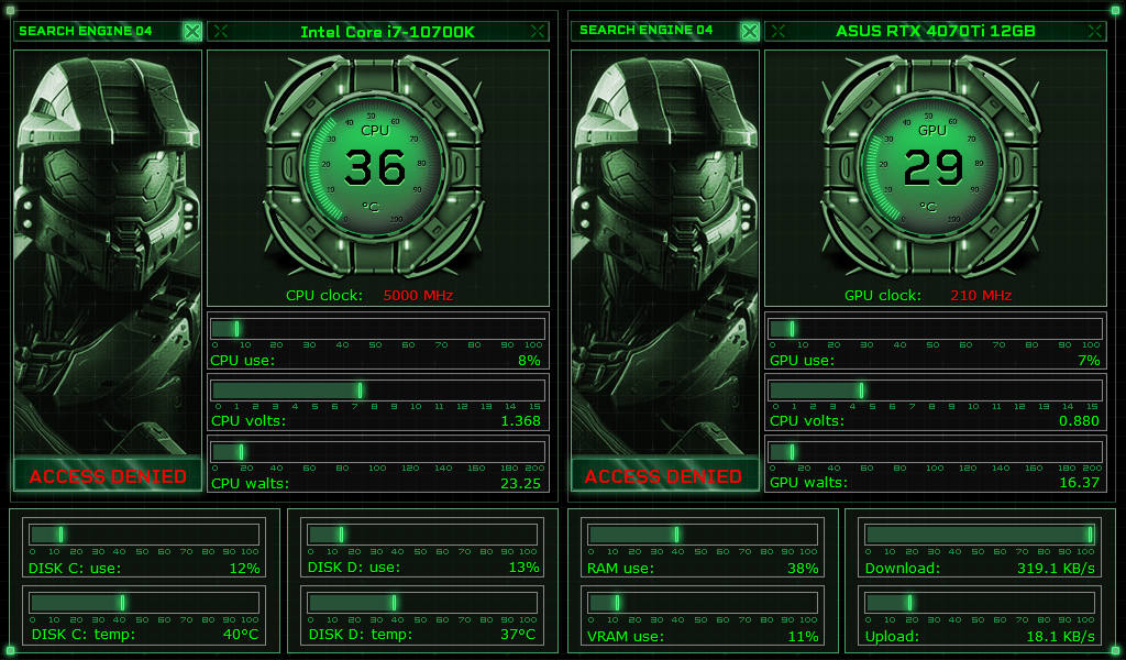 AIDA64 Skin Master Chief HUD 1024x600 - AIDA Skins
