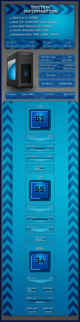 AIDA64 Skin My Computer HUD 480x1920 - AIDA Skins