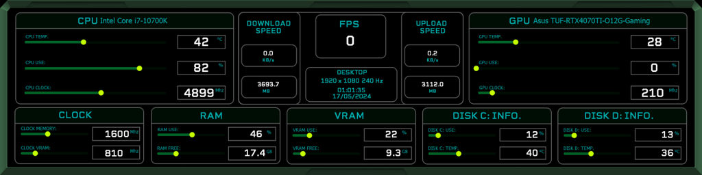 AIDA64 Skin Mysterious HUD 480x1920 - AIDA Skins
