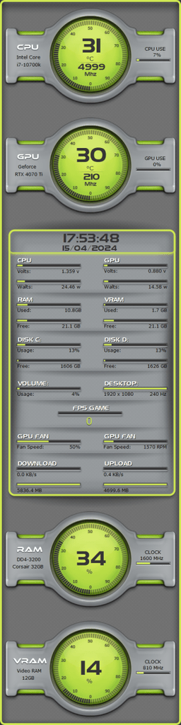 AIDA64 Skin Orb HUD 480x1920 - AIDA Skins