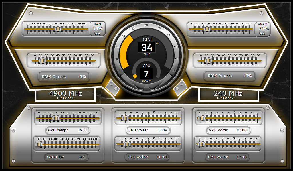 AIDA64 Skin Orbit Monitor HUD 1024x600 - AIDA Skins
