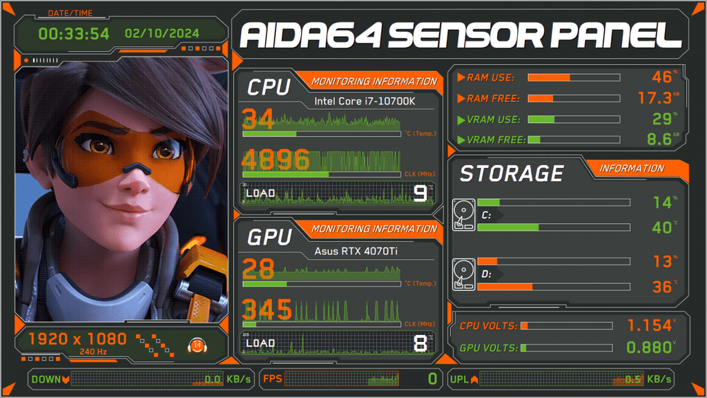 AIDA64 Skin Overwatch 2 HUD 1920x1080 - AIDA Skins