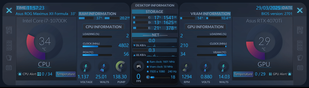 AIDA64 Skin Phantasy HUD 3840x1100 - AIDA Skins