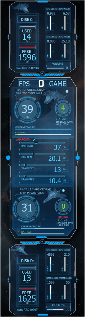 AIDA64 Skin Starfield HUD 688x2560 - AIDA Skins