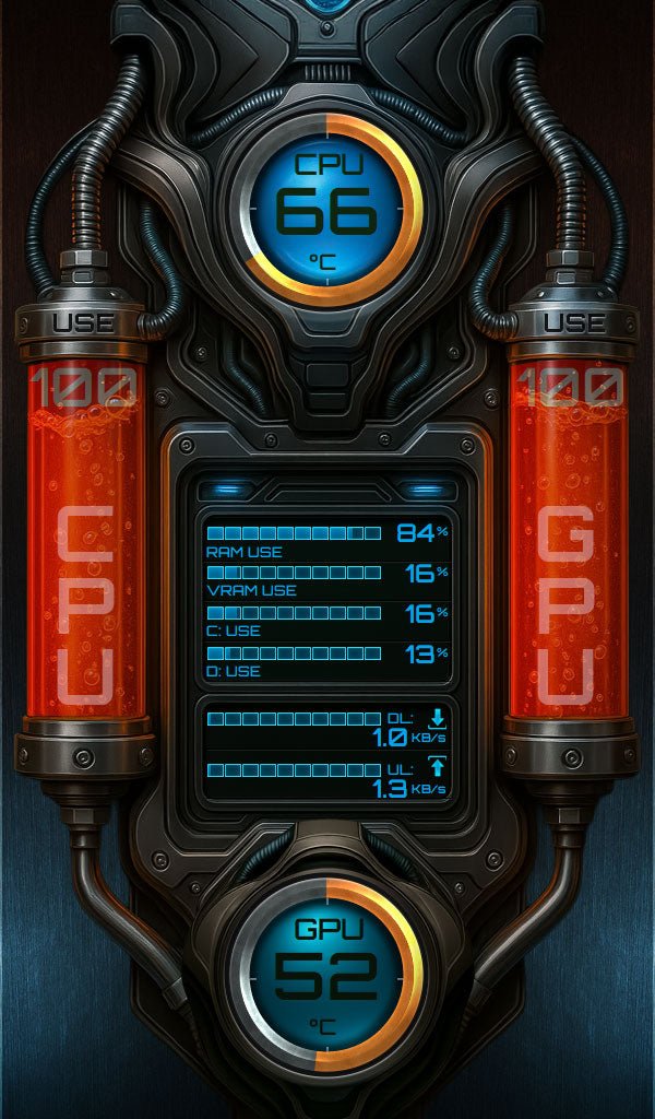 AIDA64 Skin ThermoFlux Monitor HUD 600x1024 - AIDA Skins