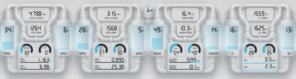 AIDA64 Skin White Coolant Drive HUD 1920x515 - AIDA Skins