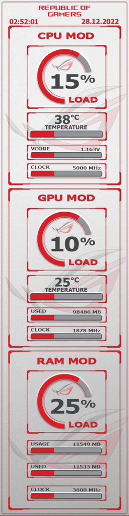 AIDA64 Skin Asus ROG Red, White and Grey 480x1920 - AIDA Skins