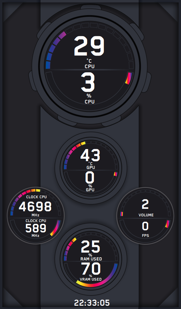 AIDA64 Skin Black HUD 600x1024 - AIDA Skins