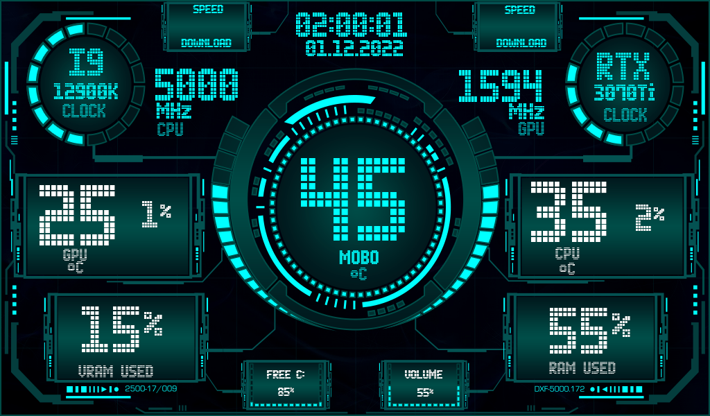 AIDA64 Skin Blue/Black HUD 1024x600 - AIDA Skins