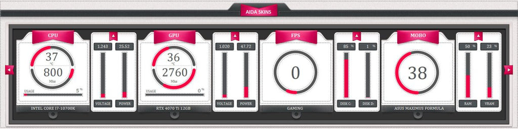 AIDA64 Skin Carboni HUD 1920x480 - AIDA Skins
