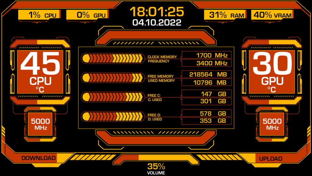 AIDA64 Skin Colorful HUD 1920x1080 - AIDA Skins