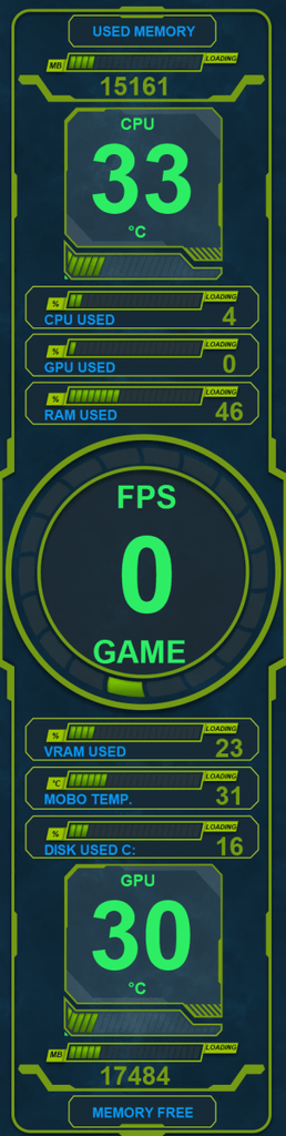 AIDA64 Skin CyberLime HUD 480x1920 - AIDA Skins