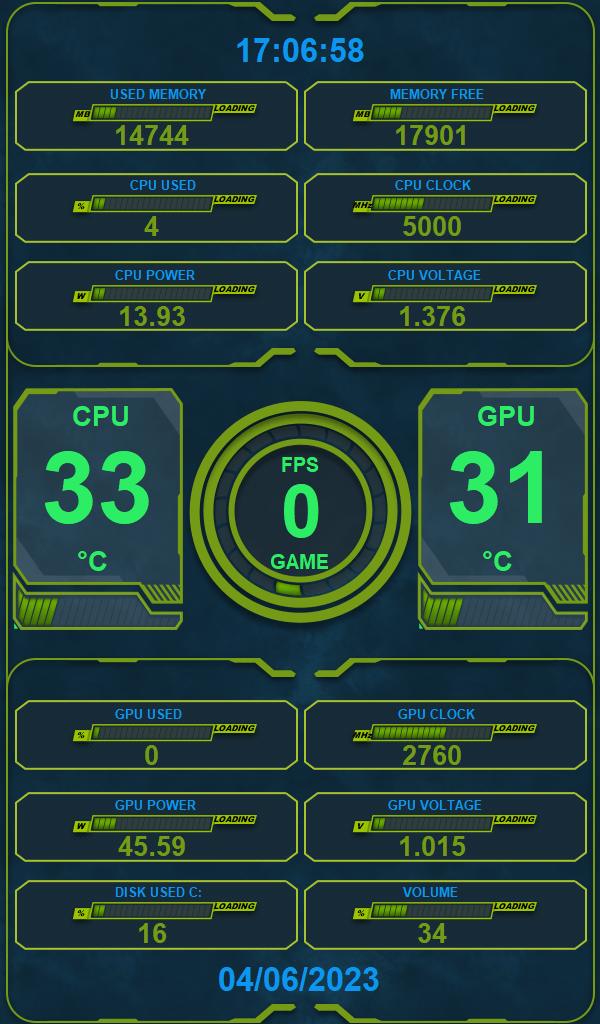 AIDA64 Skin CyberLime HUD 600x1024 - AIDA Skins