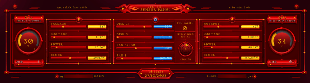 AIDA64 Skin Diablo HUD 1920x515 - AIDA Skins