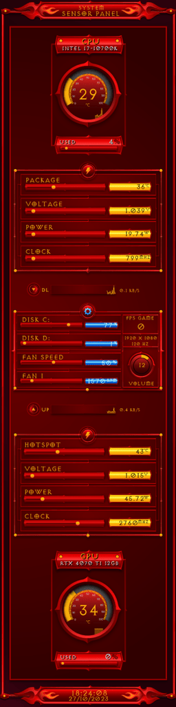 AIDA64 Skin Diablo HUD 480x1920 - AIDA Skins