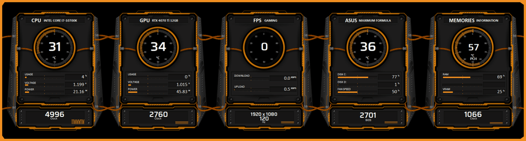 AIDA64 Skin EvoluTech HUD 1920x515 - AIDA Skins