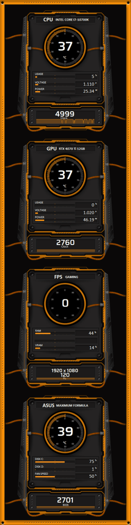 AIDA64 Skin EvoluTech HUD 480x1920 - AIDA Skins