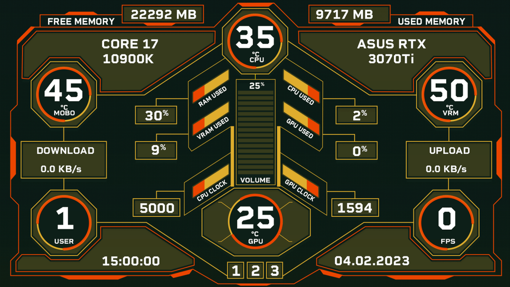 AIDA64 Skin Futuristic Sci-fi HUD 1920x1080 - AIDA Skins