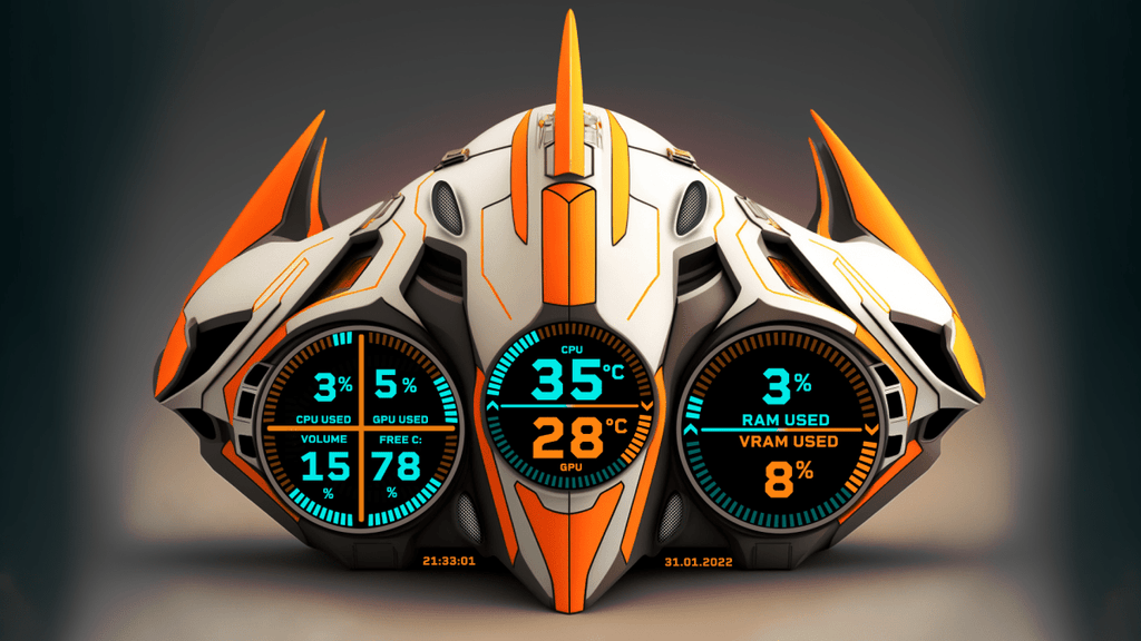 AIDA64 Skin Futuristic Spaceship 2 HUD 1920x1080 - AIDA Skins