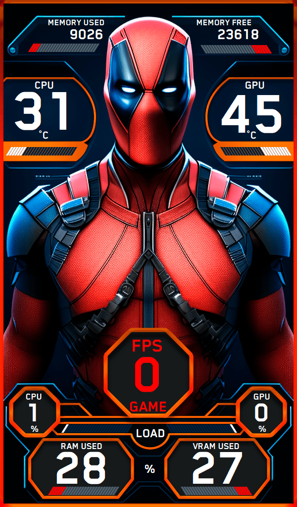 AIDA64 Skin Gamer Pool HUD 600x1024 - AIDA Skins