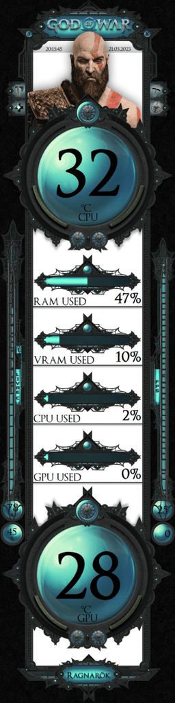 AIDA64 Skin God of War Theme HUD 480x1920 - AIDA Skins