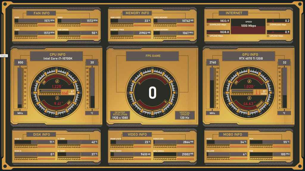 AIDA64 Skin Gray Horizon HUD 1920x1080 - AIDA Skins