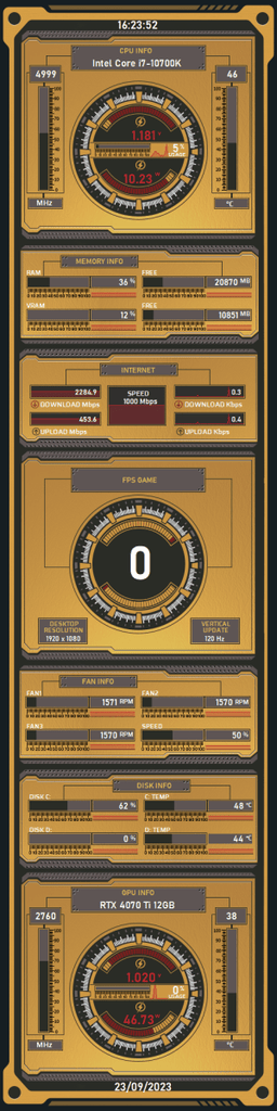 AIDA64 Skin Gray Horizon HUD 480x1920 - AIDA Skins