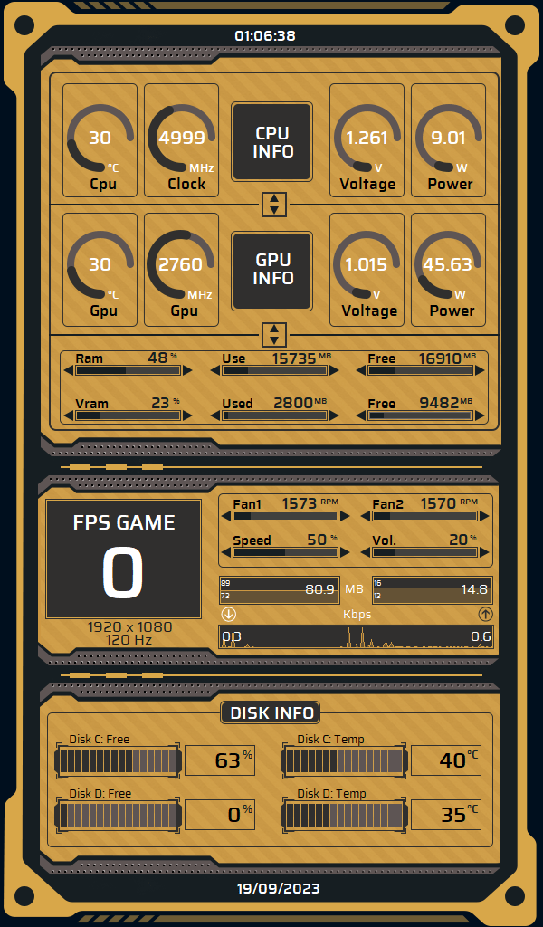 AIDA64 Skin Gray Horizon HUD 600x1024 - AIDA Skins
