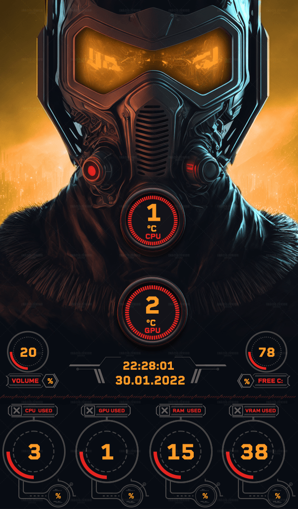 AIDA64 Skin Guardian Mask Multicolor HUD 600x1024 - AIDA Skins
