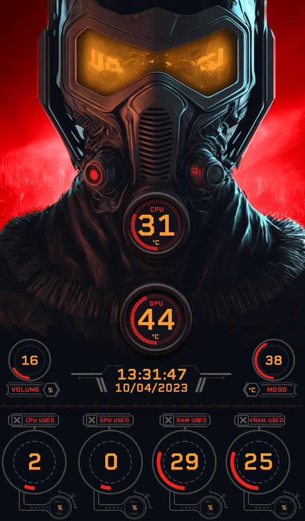 AIDA64 Skin Guardian Mask Multicolor HUD 600x1024 - AIDA Skins