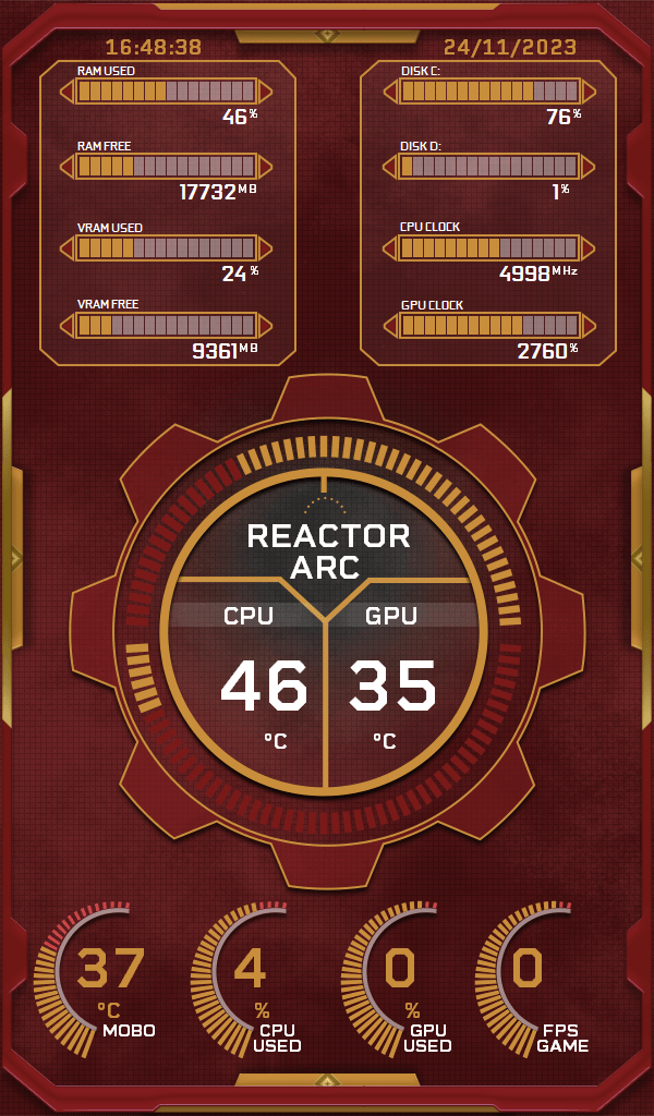 AIDA64 Skin Iron Man V2 HUD 600x1024 - AIDA Skins