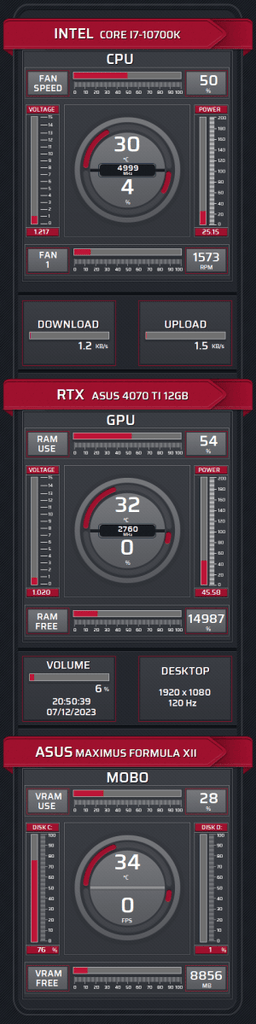 AIDA64 Skin Learn HUD 480x1920 - AIDA Skins