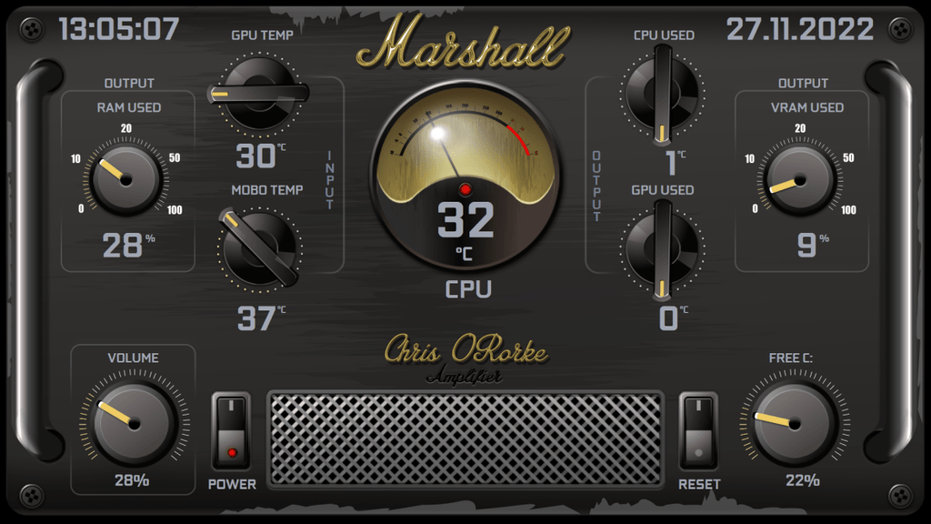 AIDA64 Skin Marshall HUD 1920x1080 - AIDA Skins