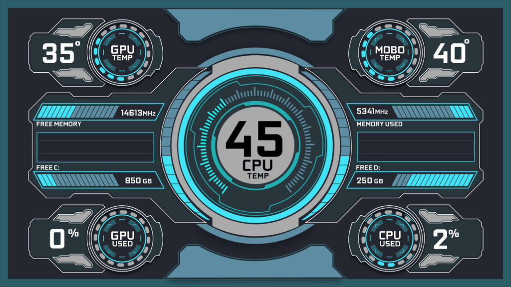 AIDA64 Skin Modern Blue HUD 1920x1080 - AIDA Skins
