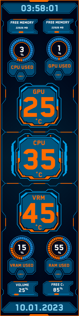AIDA64 Skin Modern Theme HUD 480x1920 - AIDA Skins