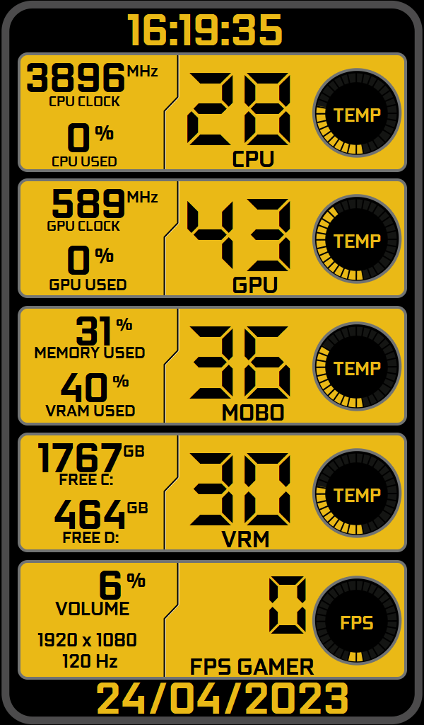 AIDA64 Skin Multicolor HUD 600x1024 - AIDA Skins