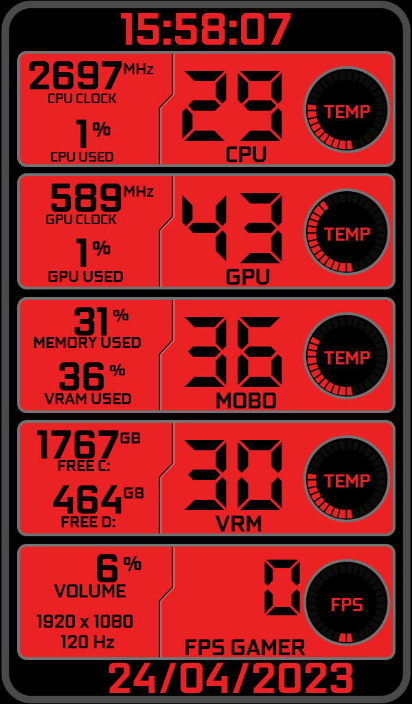 AIDA64 Skin Multicolor HUD 600x1024 - AIDA Skins