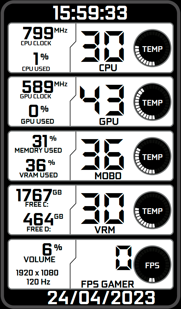 AIDA64 Skin Multicolor HUD 600x1024 - AIDA Skins