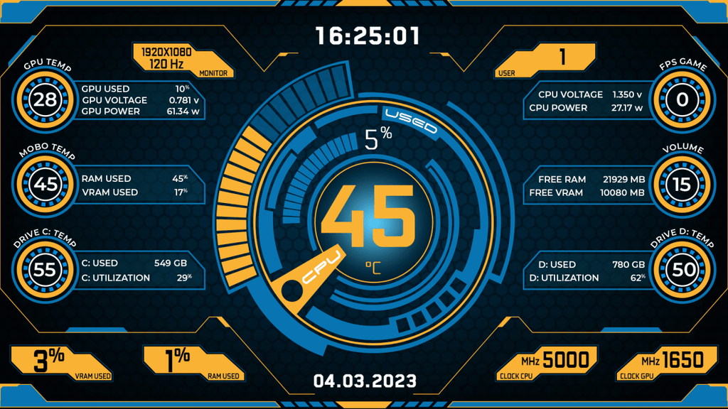 AIDA64 Skin Nemesis HUD 1920x1080 - AIDA Skins