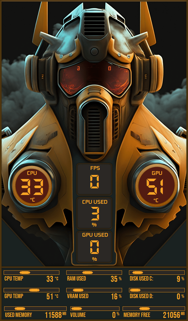 AIDA64 Skin Pilot Mask V2 HUD 600x1024 - AIDA Skins