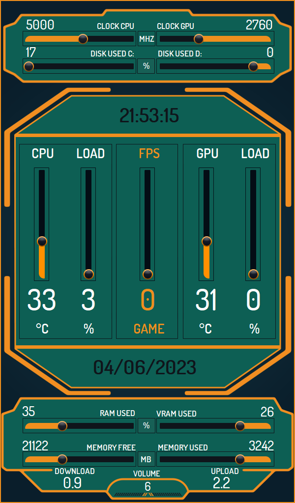 AIDA64 Skin Progress Fusion HUD 600x1024 - AIDA Skins