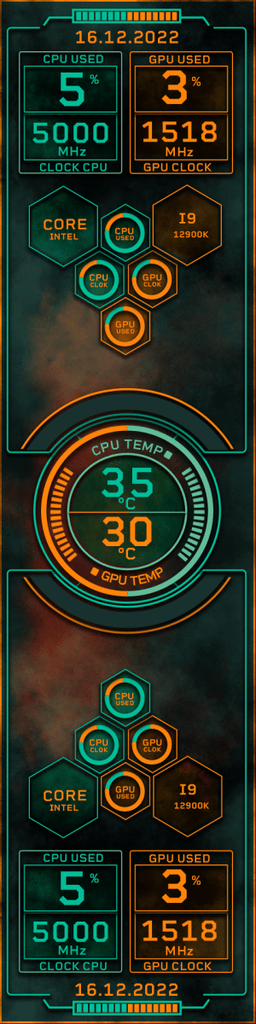 AIDA64 Skin Sci-fi Modern Theme HUD 480x1920 - AIDA Skins