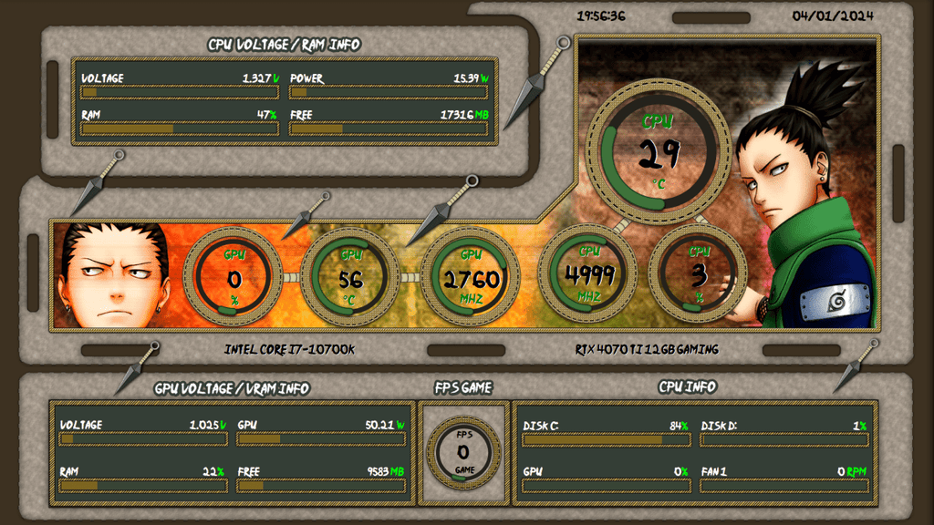 AIDA64 Skin Shikamaru HUD 1920x1080 - AIDA Skins